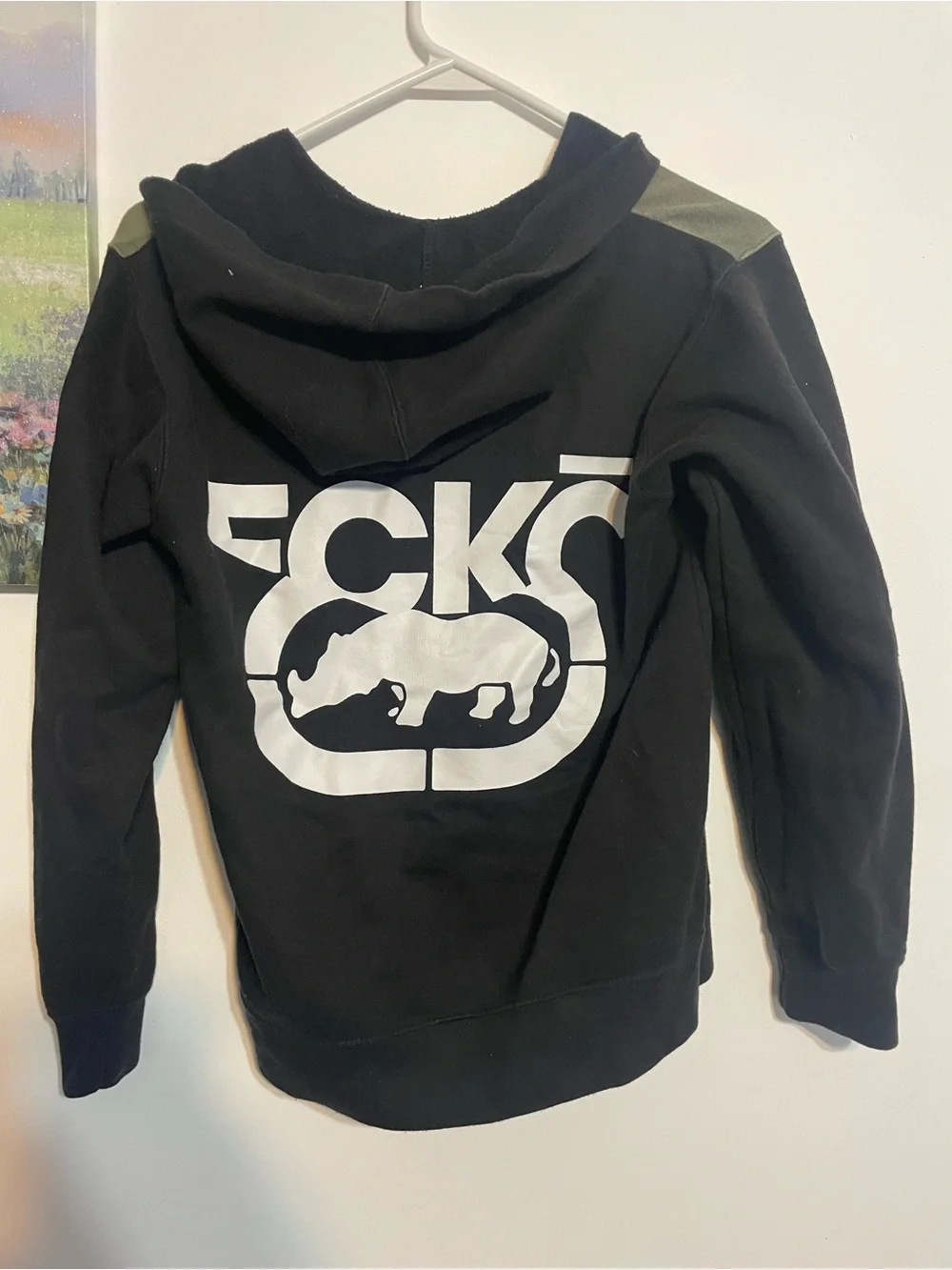 Ecko Unlimited Black and Olive Zip-Up Hoodie for Kids size L 14-16